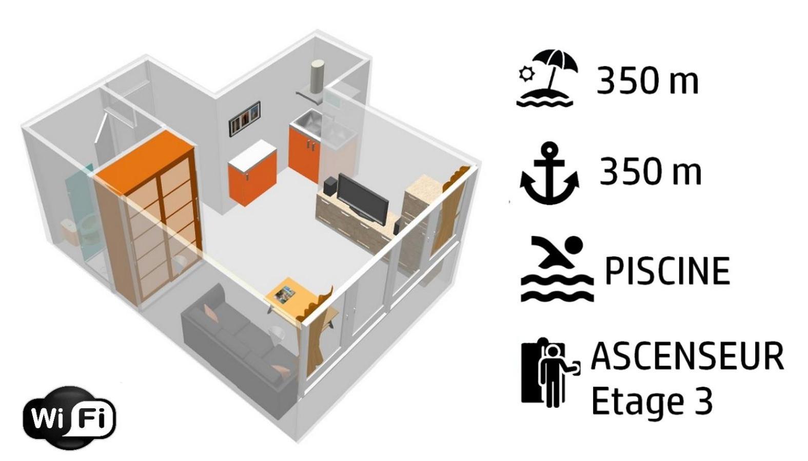 Studio Proche Port Et Plages, Piscine 耶尔 外观 照片